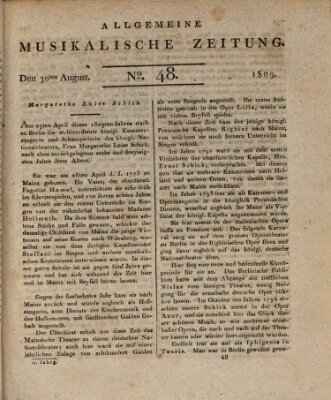 Allgemeine musikalische Zeitung Mittwoch 30. August 1809