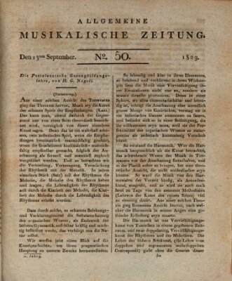 Allgemeine musikalische Zeitung Mittwoch 13. September 1809