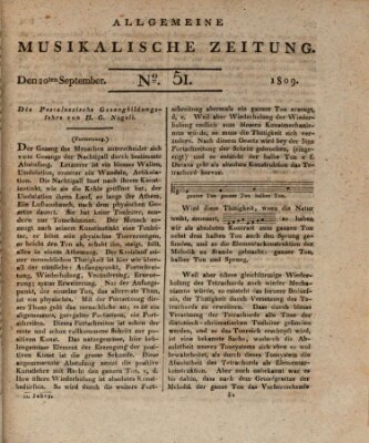 Allgemeine musikalische Zeitung Mittwoch 20. September 1809