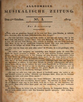 Allgemeine musikalische Zeitung Mittwoch 4. Oktober 1809