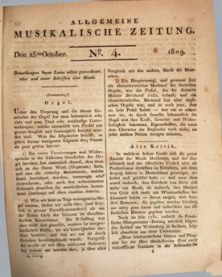 Allgemeine musikalische Zeitung Mittwoch 25. Oktober 1809