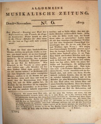 Allgemeine musikalische Zeitung Mittwoch 8. November 1809