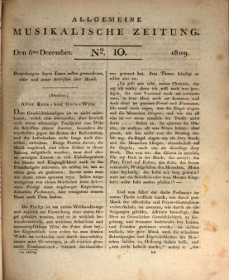 Allgemeine musikalische Zeitung Mittwoch 6. Dezember 1809