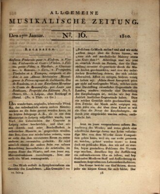 Allgemeine musikalische Zeitung Mittwoch 17. Januar 1810