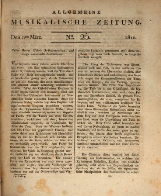 Allgemeine musikalische Zeitung Mittwoch 21. März 1810