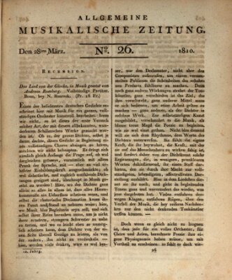 Allgemeine musikalische Zeitung Mittwoch 28. März 1810