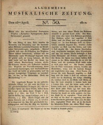 Allgemeine musikalische Zeitung Mittwoch 25. April 1810