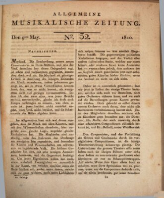 Allgemeine musikalische Zeitung Mittwoch 9. Mai 1810