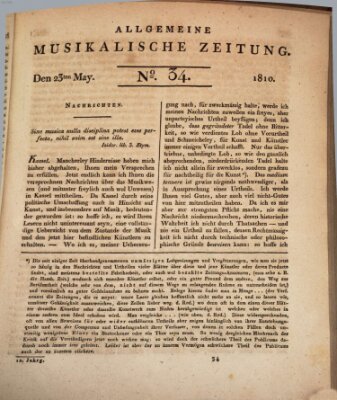 Allgemeine musikalische Zeitung Mittwoch 23. Mai 1810