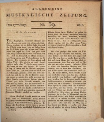 Allgemeine musikalische Zeitung Mittwoch 27. Juni 1810