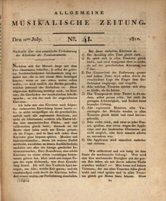 Allgemeine musikalische Zeitung Mittwoch 11. Juli 1810