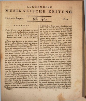 Allgemeine musikalische Zeitung Mittwoch 1. August 1810