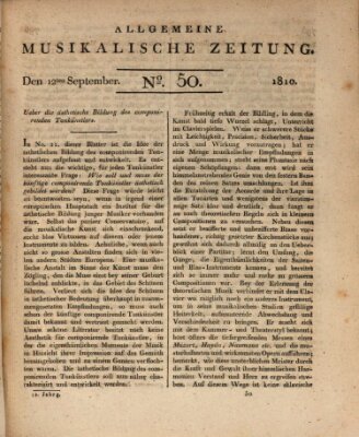 Allgemeine musikalische Zeitung Mittwoch 12. September 1810