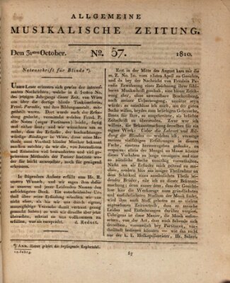 Allgemeine musikalische Zeitung Mittwoch 31. Oktober 1810