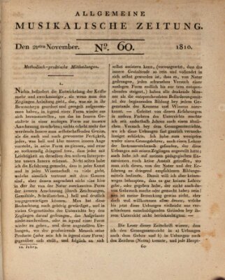 Allgemeine musikalische Zeitung Mittwoch 21. November 1810