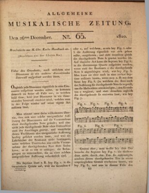 Allgemeine musikalische Zeitung Mittwoch 26. Dezember 1810