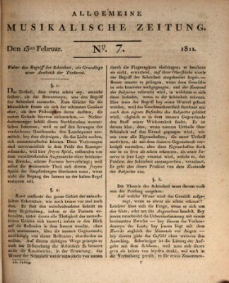 Allgemeine musikalische Zeitung Mittwoch 13. Februar 1811