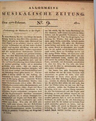 Allgemeine musikalische Zeitung Mittwoch 27. Februar 1811