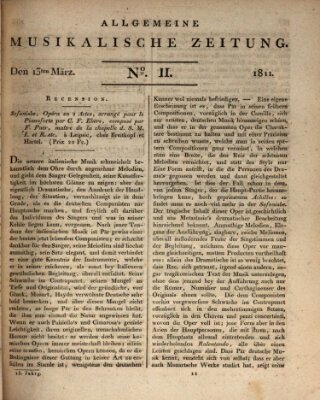 Allgemeine musikalische Zeitung Mittwoch 13. März 1811