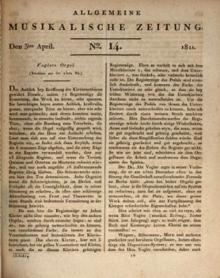 Allgemeine musikalische Zeitung Mittwoch 3. April 1811