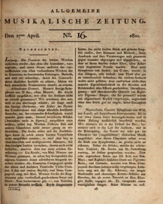 Allgemeine musikalische Zeitung Mittwoch 17. April 1811