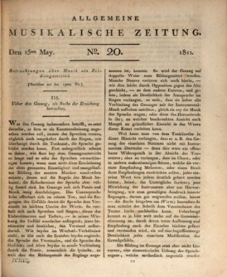 Allgemeine musikalische Zeitung Mittwoch 15. Mai 1811