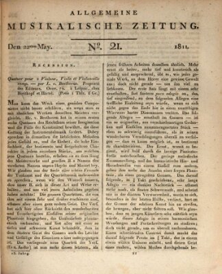 Allgemeine musikalische Zeitung Mittwoch 22. Mai 1811