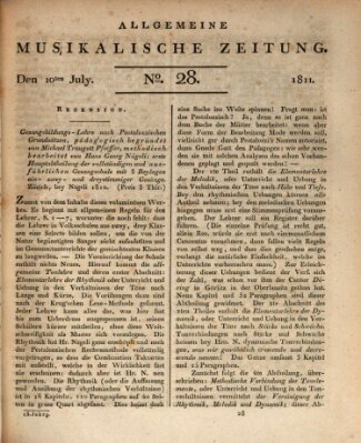 Allgemeine musikalische Zeitung Mittwoch 10. Juli 1811