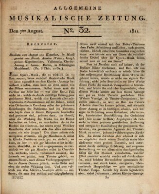 Allgemeine musikalische Zeitung Mittwoch 7. August 1811