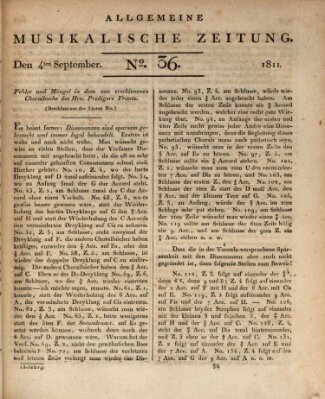 Allgemeine musikalische Zeitung Mittwoch 4. September 1811