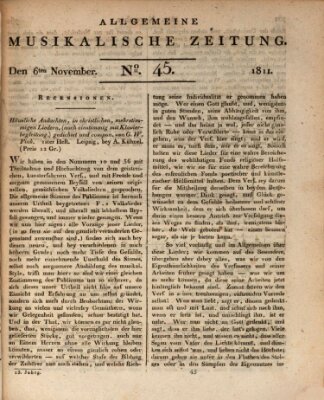 Allgemeine musikalische Zeitung Mittwoch 6. November 1811