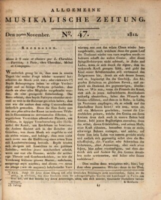 Allgemeine musikalische Zeitung Mittwoch 20. November 1811