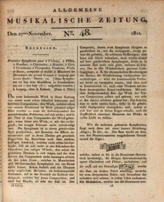 Allgemeine musikalische Zeitung Mittwoch 27. November 1811