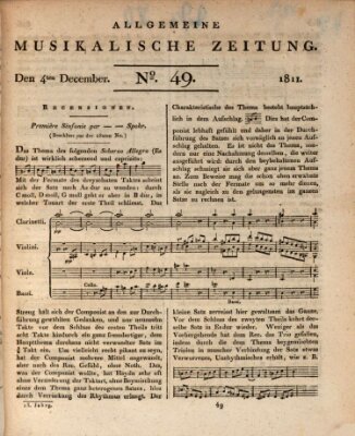 Allgemeine musikalische Zeitung Mittwoch 4. Dezember 1811