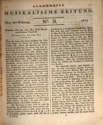 Allgemeine musikalische Zeitung Mittwoch 26. Februar 1812