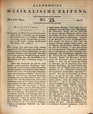 Allgemeine musikalische Zeitung Mittwoch 17. Juni 1812