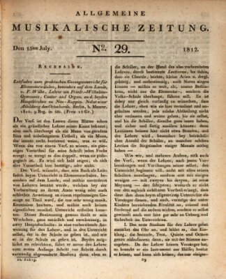 Allgemeine musikalische Zeitung Mittwoch 15. Juli 1812