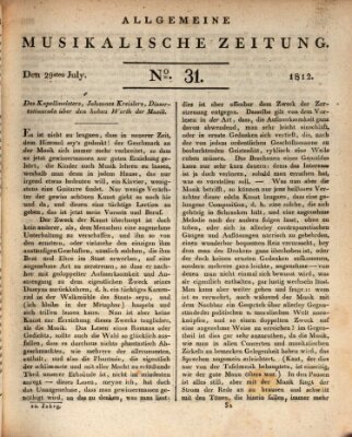 Allgemeine musikalische Zeitung Mittwoch 29. Juli 1812