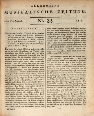 Allgemeine musikalische Zeitung Mittwoch 5. August 1812