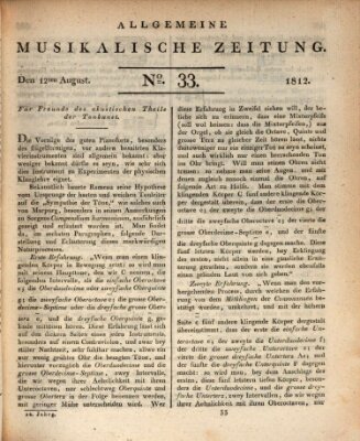 Allgemeine musikalische Zeitung Mittwoch 12. August 1812