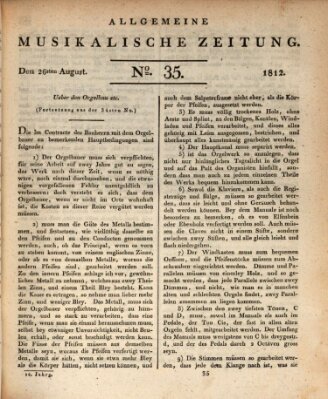 Allgemeine musikalische Zeitung Mittwoch 26. August 1812