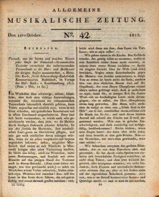 Allgemeine musikalische Zeitung Mittwoch 14. Oktober 1812