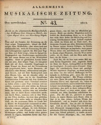 Allgemeine musikalische Zeitung Mittwoch 21. Oktober 1812