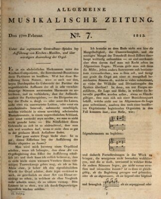 Allgemeine musikalische Zeitung Mittwoch 17. Februar 1813