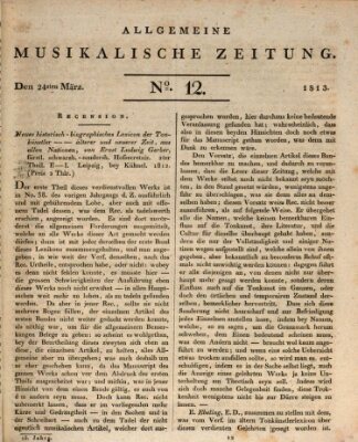 Allgemeine musikalische Zeitung Mittwoch 24. März 1813