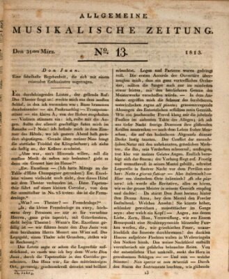 Allgemeine musikalische Zeitung Mittwoch 31. März 1813