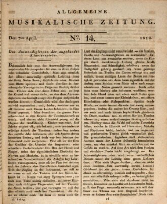 Allgemeine musikalische Zeitung Mittwoch 7. April 1813