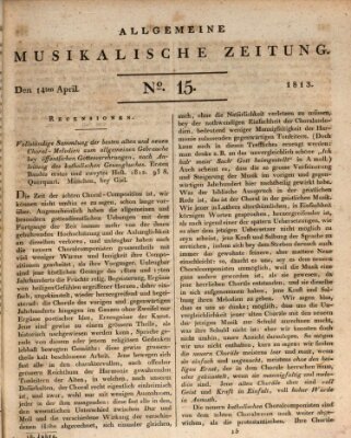 Allgemeine musikalische Zeitung Mittwoch 14. April 1813