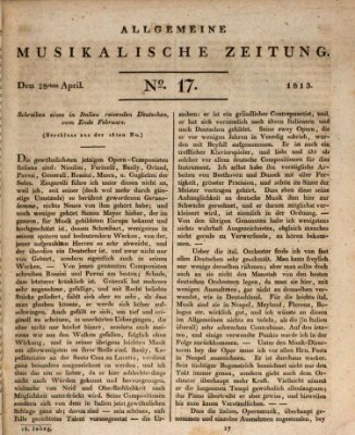 Allgemeine musikalische Zeitung Mittwoch 28. April 1813