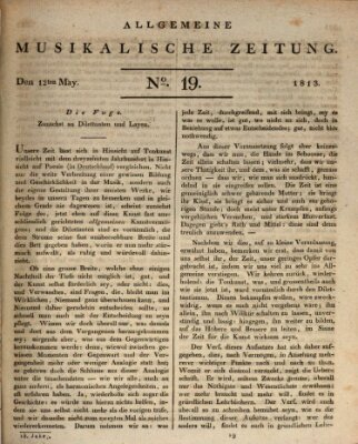 Allgemeine musikalische Zeitung Mittwoch 12. Mai 1813